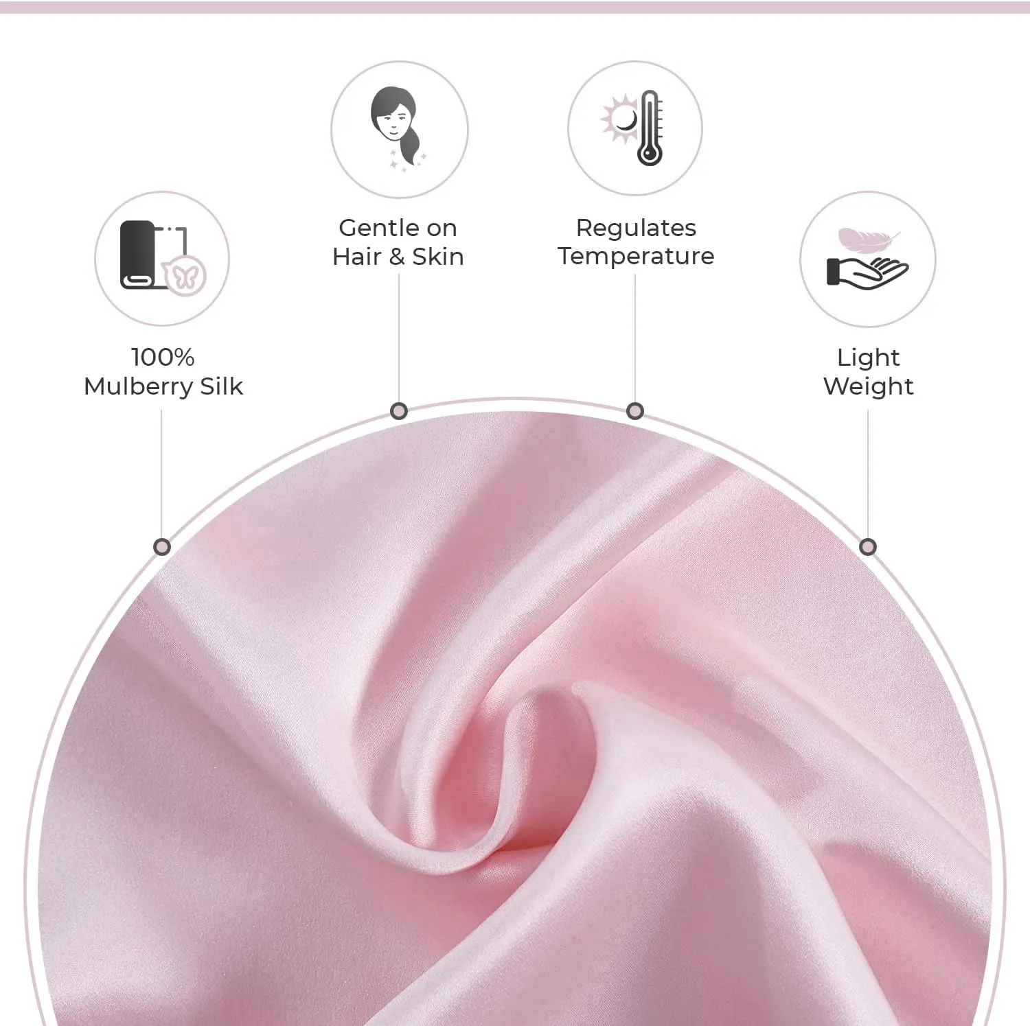 100% Mulberry Silk Hypoallergenic Pillowcase - Pink - Gioia Casa