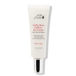 100% Pure Coffee Bean Caffeine Eye Cream Refresh & Hydrate Under Eye Treatment Reduce Puffiness, Dark Circles, Wrinkles with Green Tea, Rose Hip, Vitamin E - Youthful Vibrant Eyes - Vegan - 1 oz