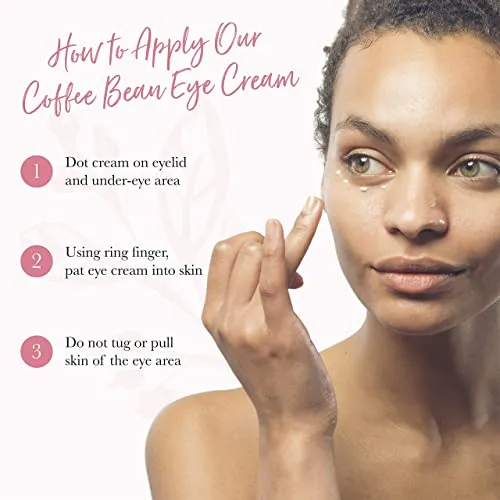 100% Pure Coffee Bean Caffeine Eye Cream Refresh & Hydrate Under Eye Treatment Reduce Puffiness, Dark Circles, Wrinkles with Green Tea, Rose Hip, Vitamin E - Youthful Vibrant Eyes - Vegan - 1 oz