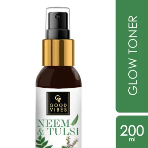 Good Vibes Neem & Tulsi Glow Toner | Cleansing, Hydrating, Calming | No Parabens, No Alcohol, No Sulphates, No Mineral Oil, No Animal Testing (200 ml)