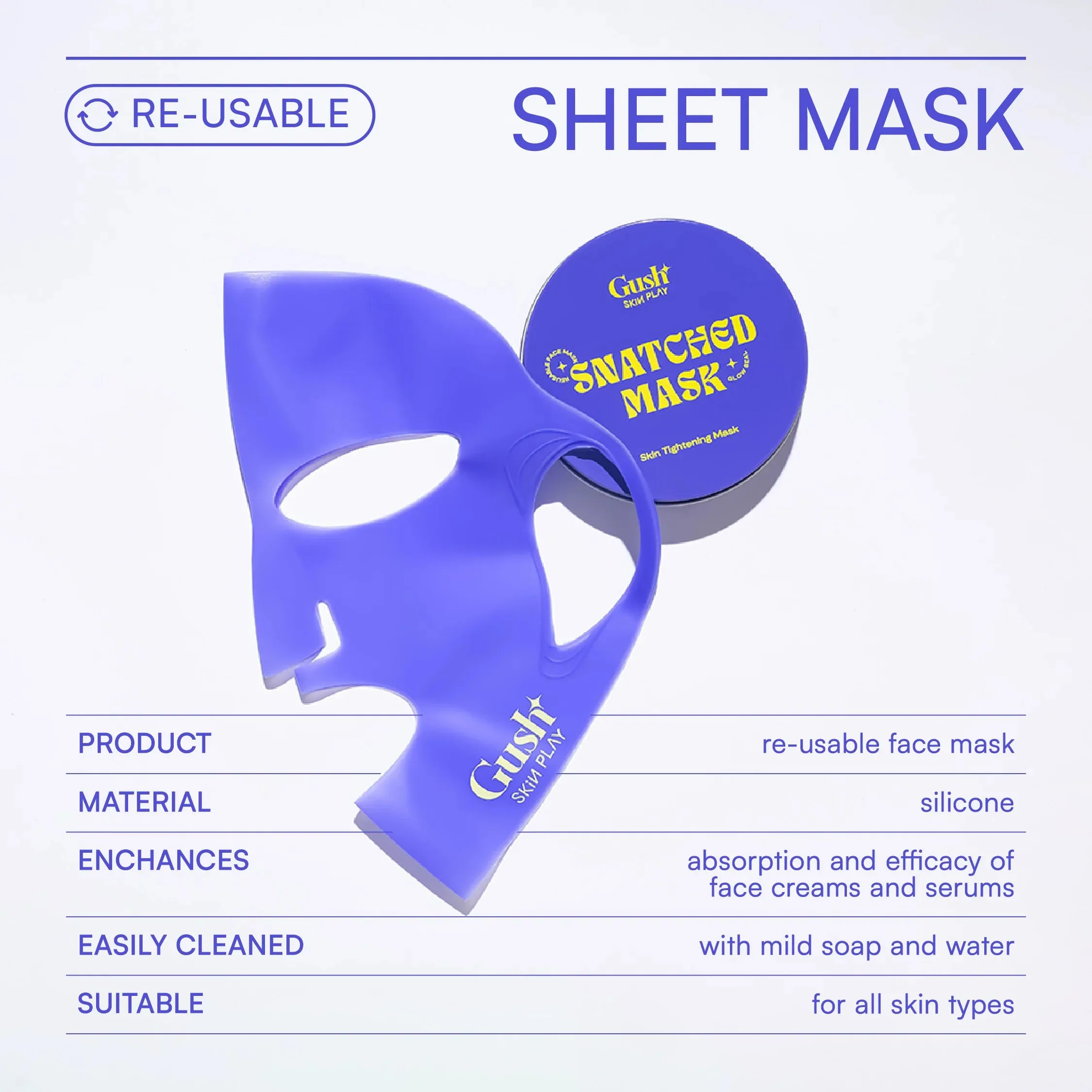 Gush Beauty Snatched Mask Reusable Sheet Mask | 1pc