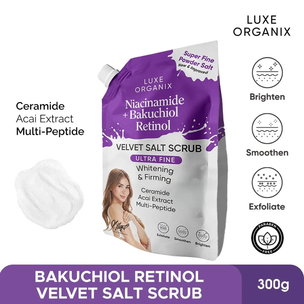 Luxe Organix Niacinamide   Bakuchiol Retinol Velvet Salt Scrub (300gm)