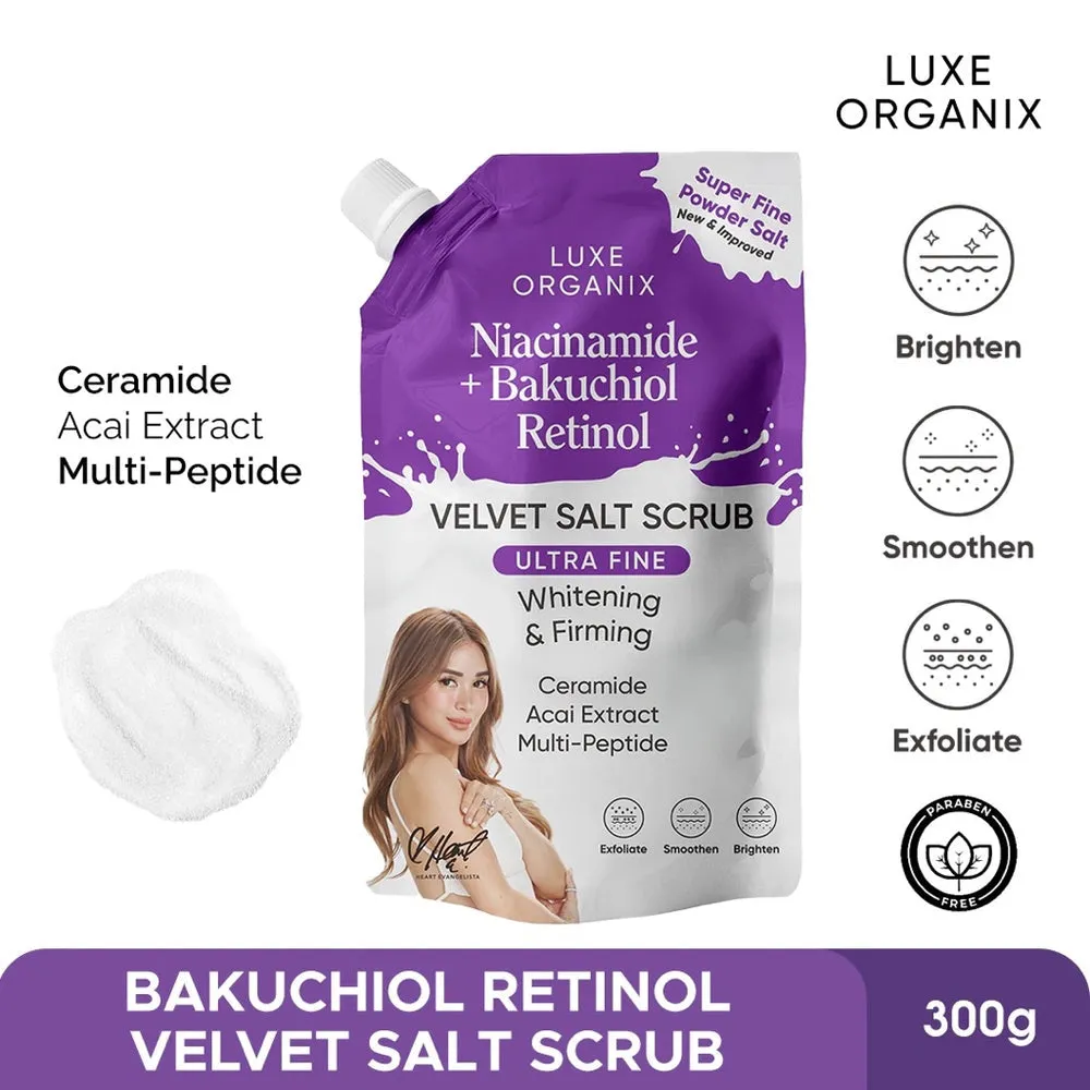 Luxe Organix Niacinamide   Bakuchiol Retinol Velvet Salt Scrub (300gm)